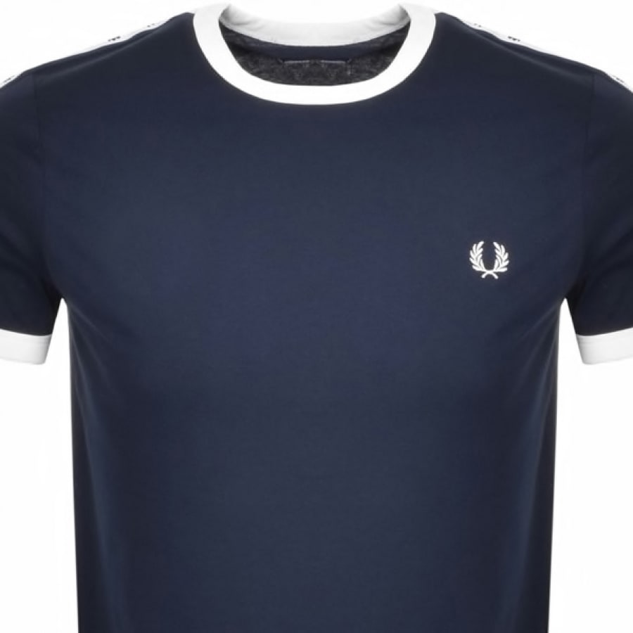 Fred Perry Taped Ringer T Shirt Blue Mainline Menswear